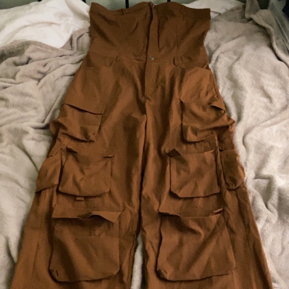 SHEIN Chocolate Brown Strapless Jumpsuit - Picture 3 of 3